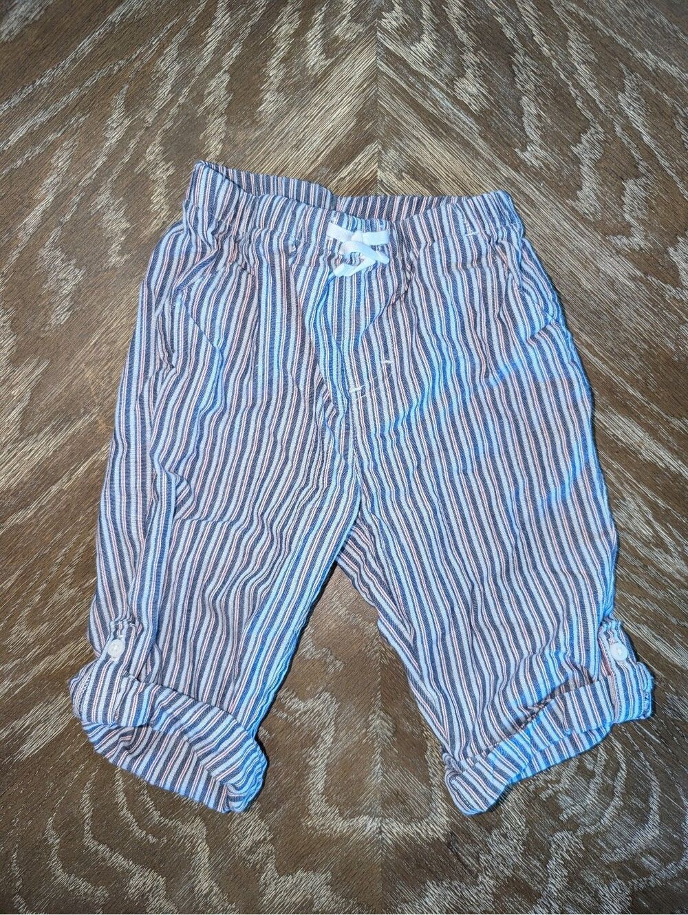 Janie and Jack toddler striped roll-up pants 6-12 Months